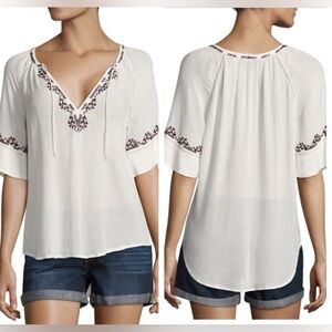 PAIGE White Chessa Boho Blouse with Embroidered design.